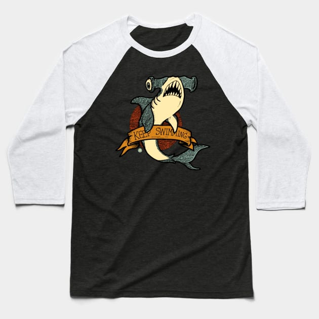 Vintage tattoo HammerShark Baseball T-Shirt by Neyc Design